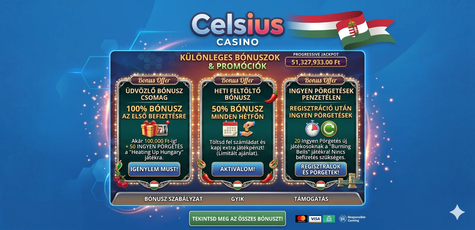Celsius casino bonusok és free spins